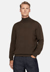 Brown Brown Merino Wool Polo Neck Jumper