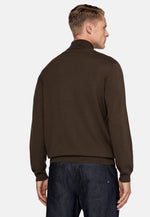 Brown Brown Merino Wool Polo Neck Jumper