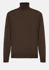 Brown Brown Merino Wool Polo Neck Jumper