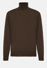 Brown Brown Merino Wool Polo Neck Jumper