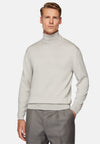 Grey Wool Polo Neck Jumper