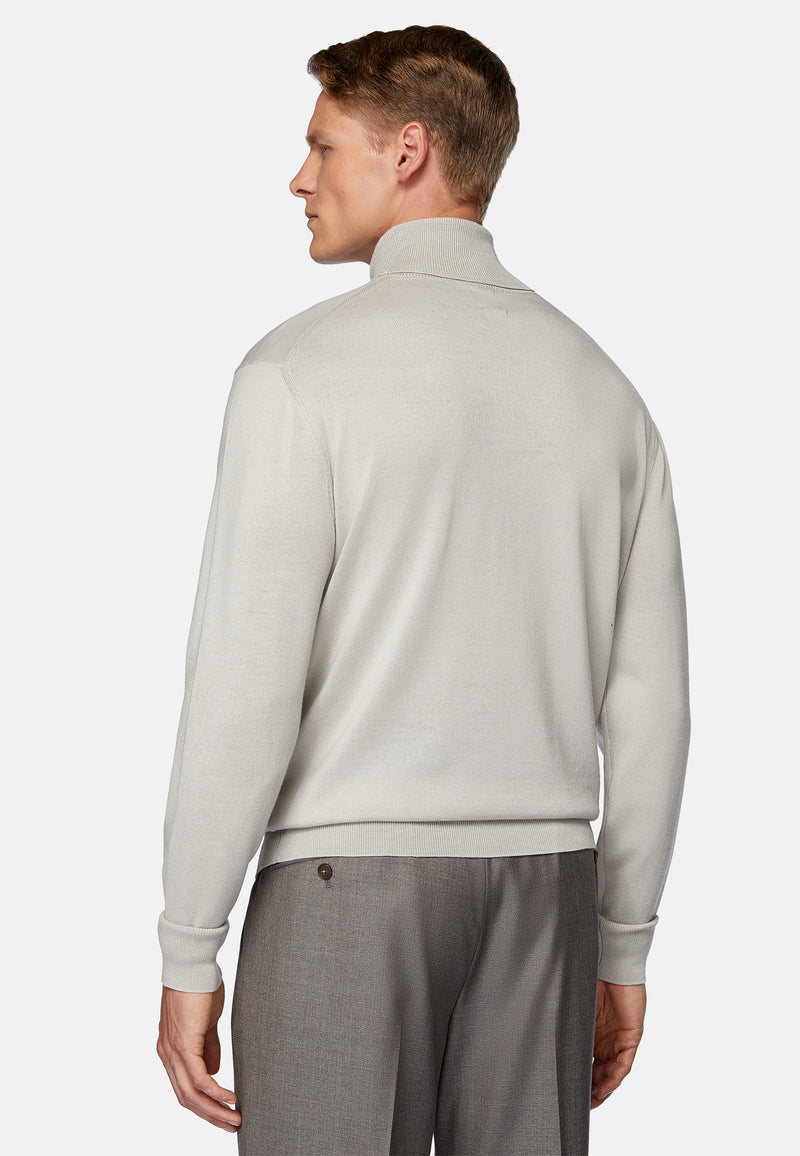 Grey Wool Polo Neck Jumper