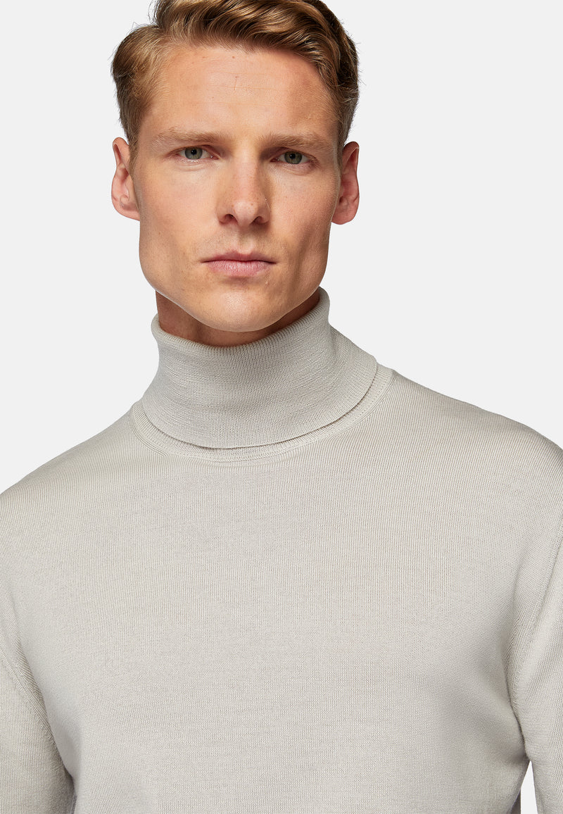 Grey Light Grey Merino Wool Polo Neck Jumper Boggi Milano UAE