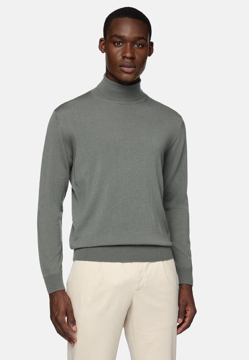 Green Green Merino Wool Polo Neck Jumper