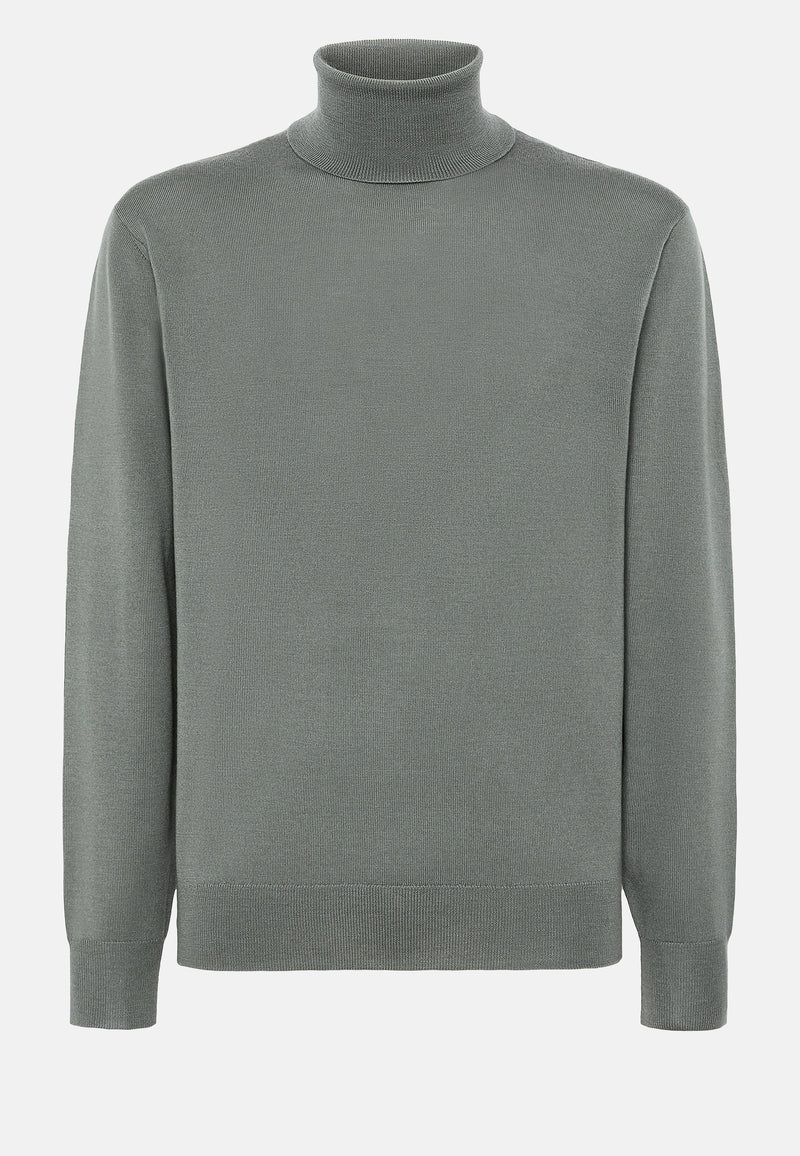 Green Wool Polo Neck Jumper