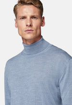 Blue Wool Polo Neck Jumper