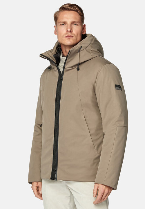 Brown Technical Fabric Padded Block Jacket