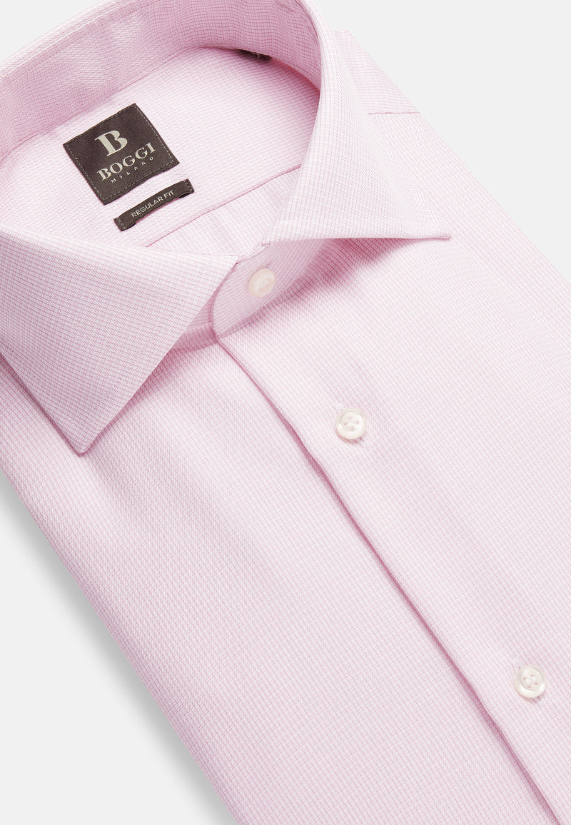 Pink Regular Fit Cotton Dobby Shirt