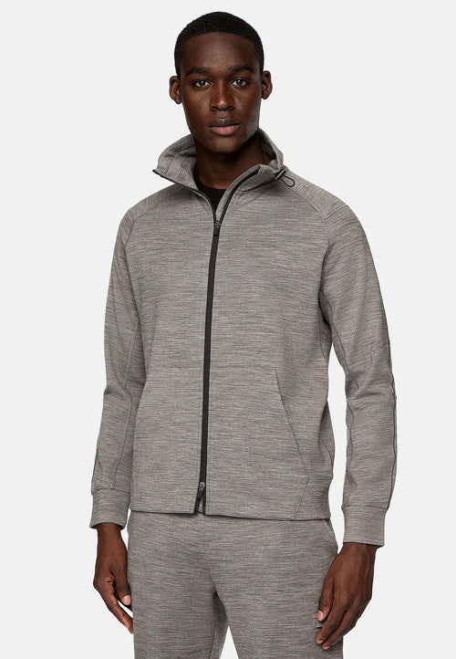 Grey Full-Zip Hoodie In Lightweight Wool Blend Scuba