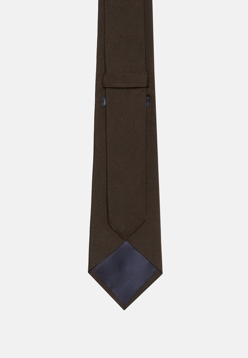 Brown Cotton Blend Tie