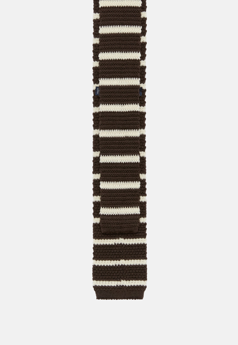 Brown Striped Wool Tie