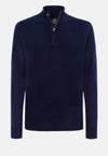 Blue Navy Wool/Cashmere Half Zip Jumper