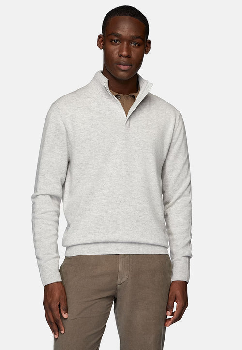 Grey Grey Wool/Cashmere Half Zip Jumper