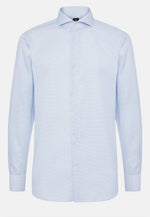 Blue Twill Checked Cotton Regular Fit Shirt