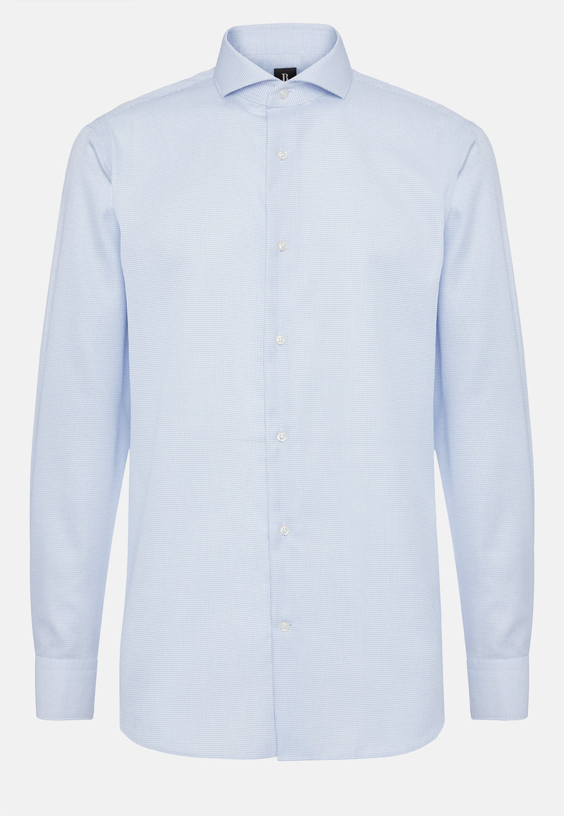 Blue Twill Checked Cotton Regular Fit Shirt