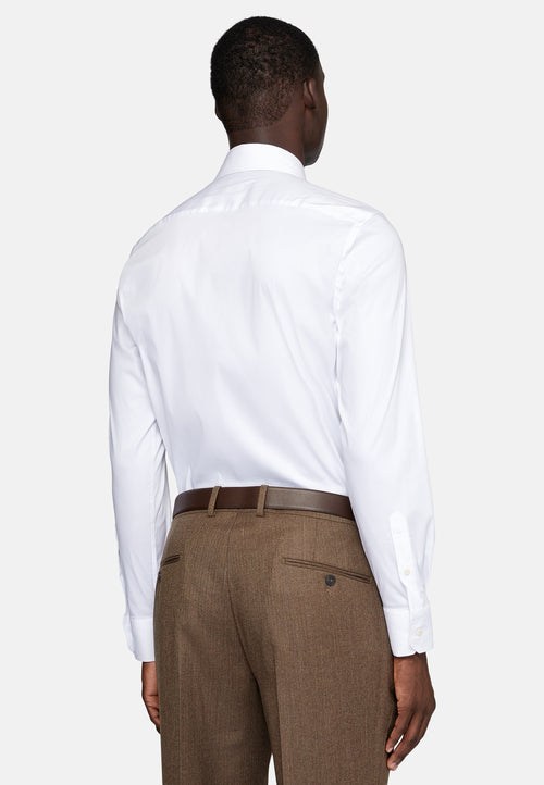 White Slim Fit Stretch Cotton And Nylon Shirt