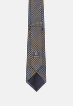 Grey Silk Tie With Medallion Motifs