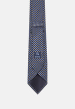 Blue Silk Tie With Medallion Motifs