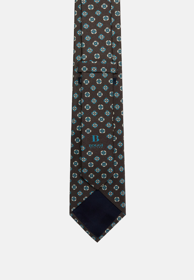 Brown Floral Silk Tie