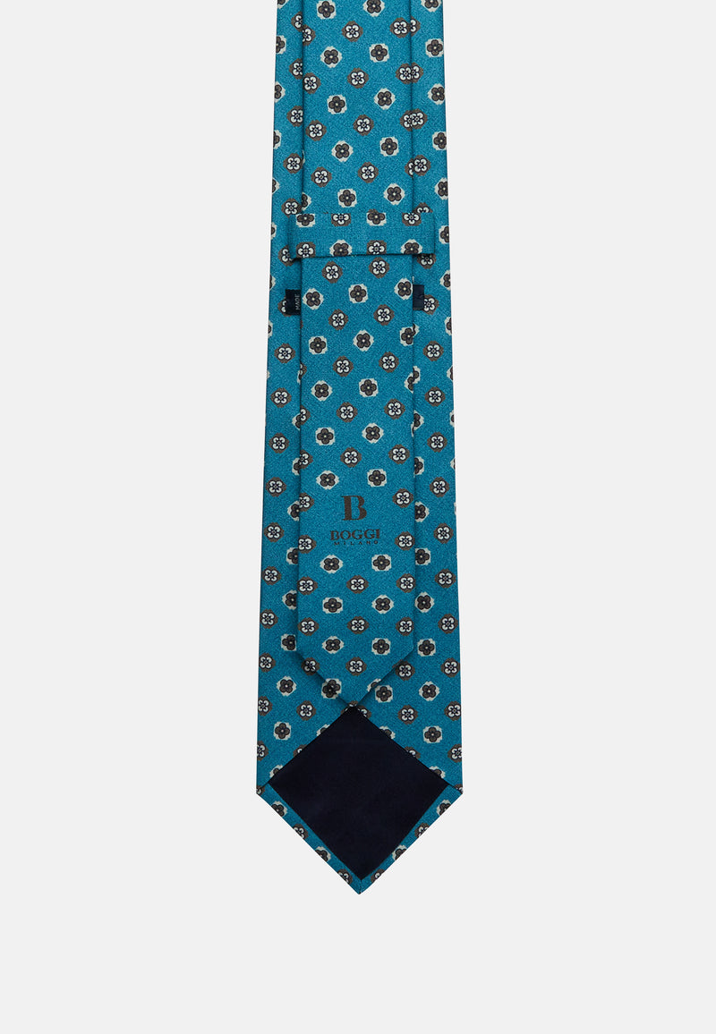 Blue Floral Silk Tie