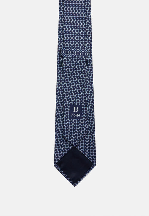 Blue Micro Patterned Formal Silk Tie