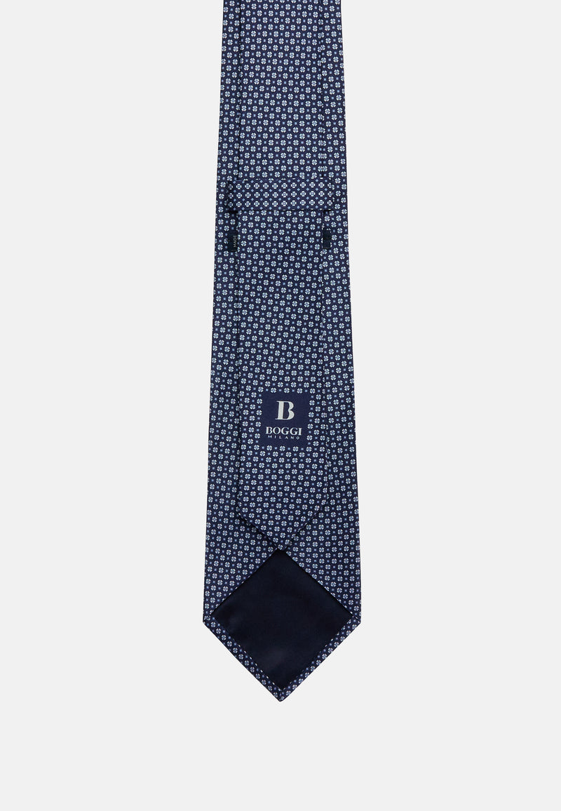 Blue Micro Patterned Formal Silk Tie