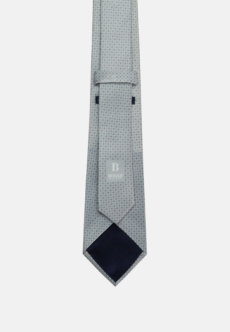 Grey Micro Patterned Formal Silk Tie