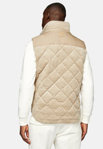 Beige Padded Cotton Velvet Gilet