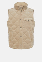 Beige Padded Cotton Velvet Gilet