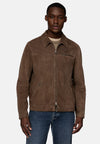 Brown Bomber Jacket In Genuine Suede Leather