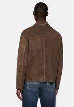 Brown Bomber Jacket In Genuine Suede Leather