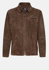 Brown Bomber Jacket In Genuine Suede Leather