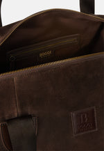 Brown Travel Bag In Suede Leather