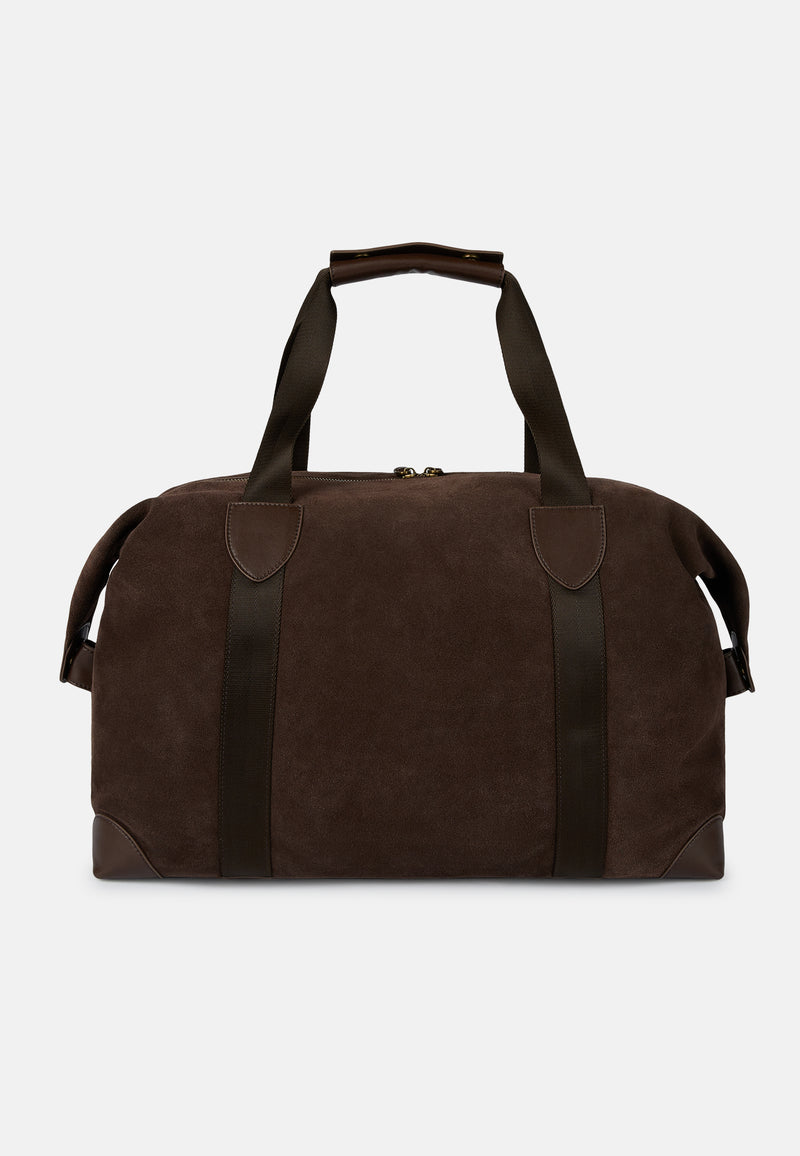 Brown Travel Bag In Suede Leather