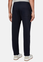 Blue Cotton Blend Interlock Trousers