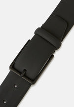 Black Rubberised Leather Belt With Logo