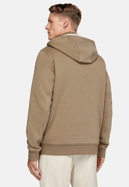 Beige Tencel Cotton Hooded Sweatshirt