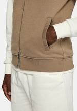 Beige Padded Sleeveless Cotton Tencel Sweatshirt