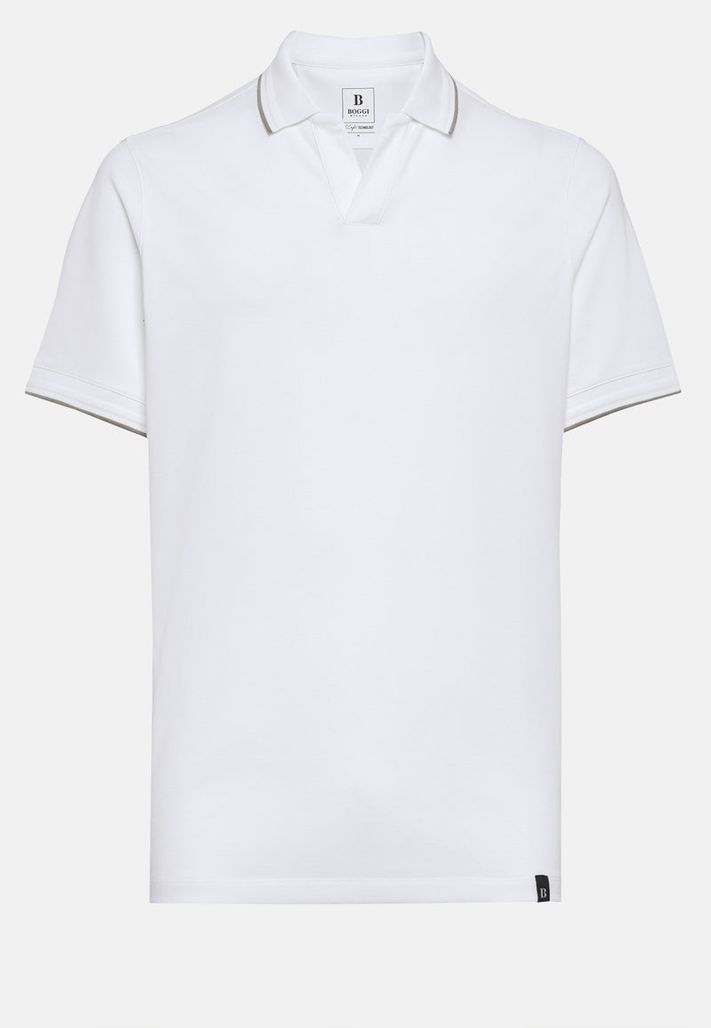 White High-Performance Pique Polo Shirt