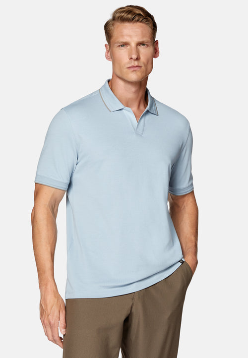 Blue High-Performance Pique Polo Shirt