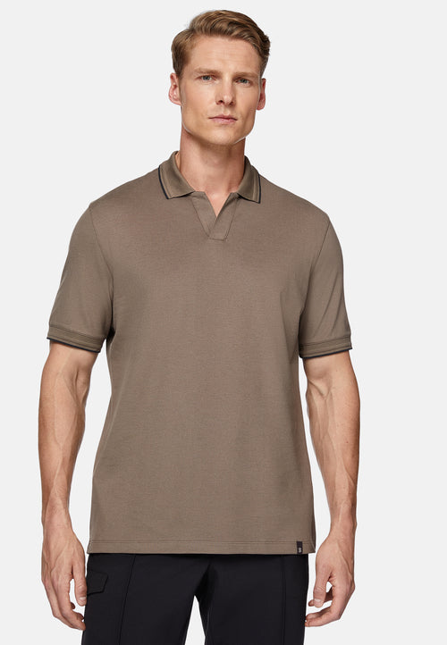 Brown High-Performance Pique Polo Shirt