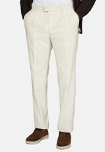 Cream Cotton Velvet Trousers