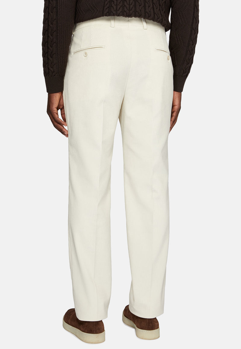 Cream Cotton Velvet Trousers