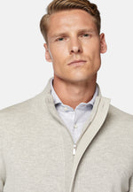 Beige Sand Cashmere Wool Full Zip Jumper