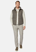 Brown Flannel Gilet Padded With Goose Down