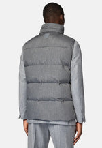 Grey Gilet In Technical Fabric With Goose Down