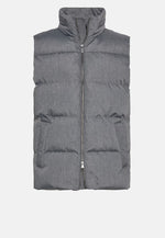 Grey Gilet In Technical Fabric With Goose Down