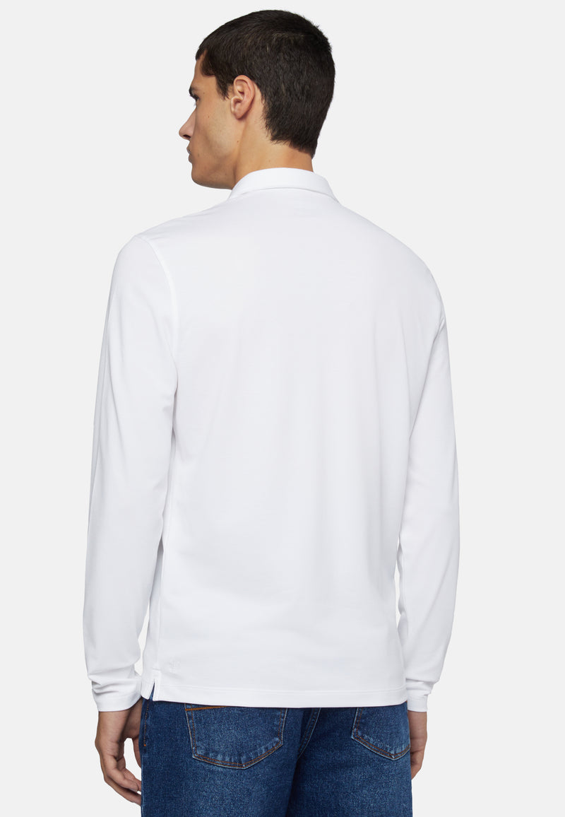 White Polo In Sustainable Performance Pique
