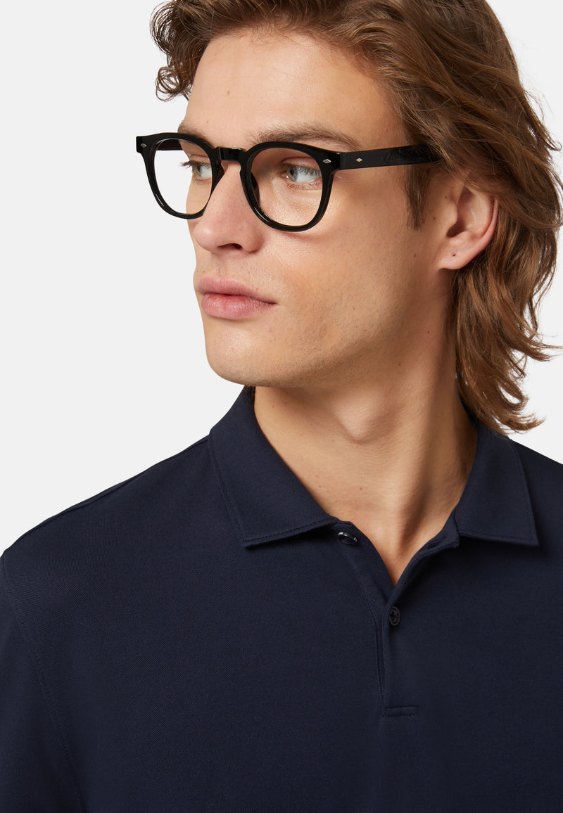Navy Polo In Sustainable Performance Pique