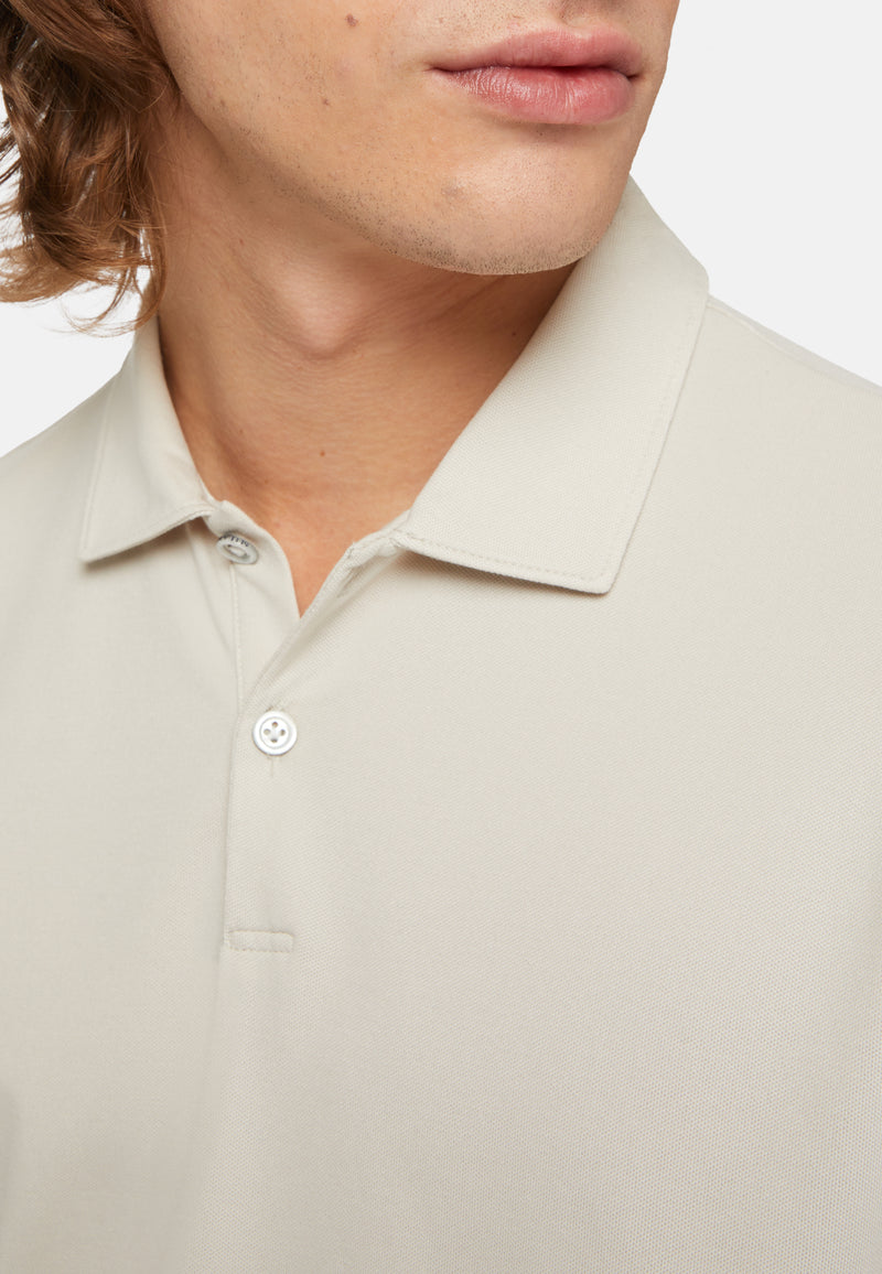 Beige Polo In Sustainable Performance Pique